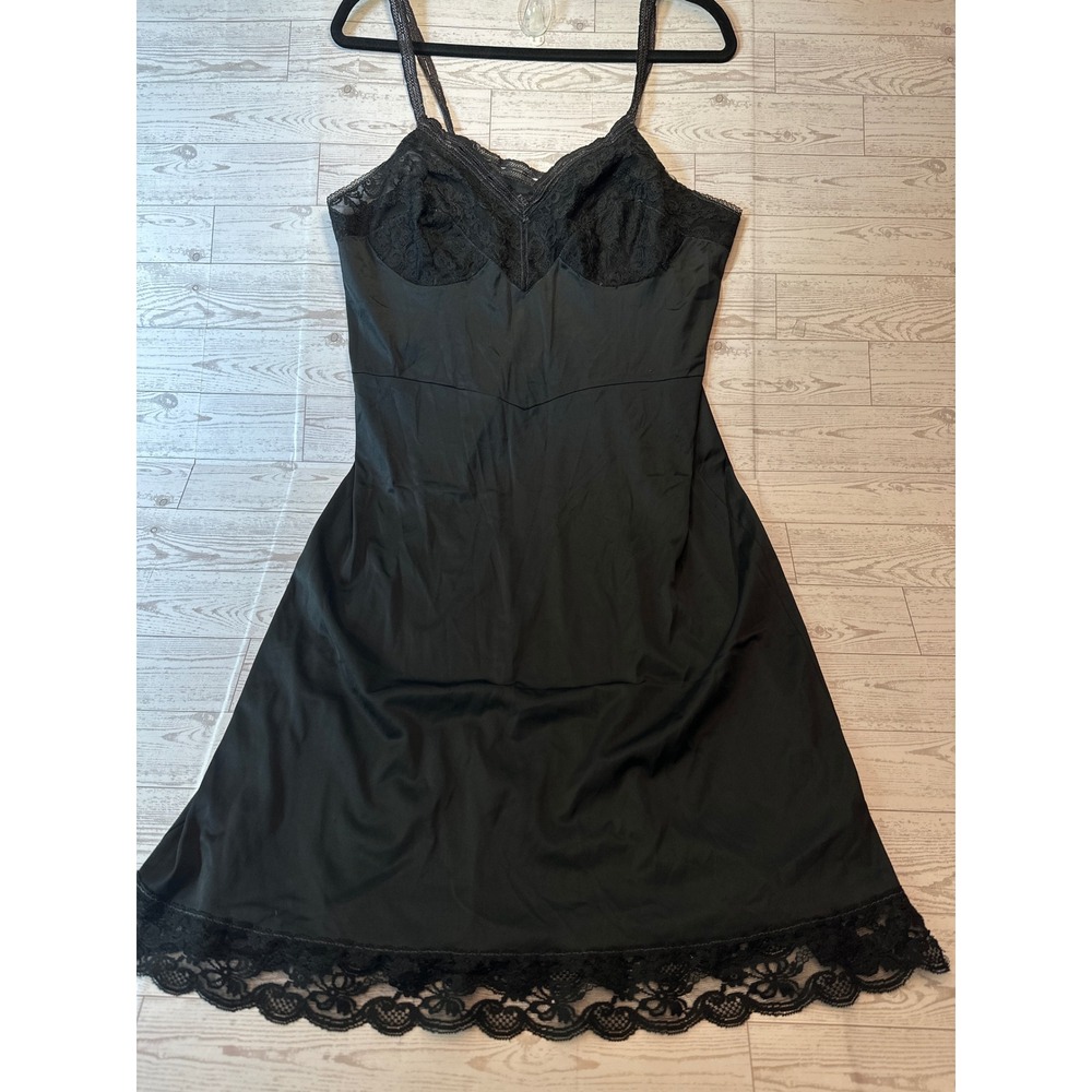 Unbranded Lace Trim Full Slip Women Large Black Good Vintage Indie Sleaze